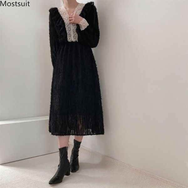 spring autumn women long dress vintage elegant korean full sleeve v-neck tassel lace patchwork party dresses vestido mujer 210518, Black;gray
spring autumn women long dress vintage elegant korean full sleeve v-neck tassel lace patchwork party dresses vestido mujer 210518, Black;gray