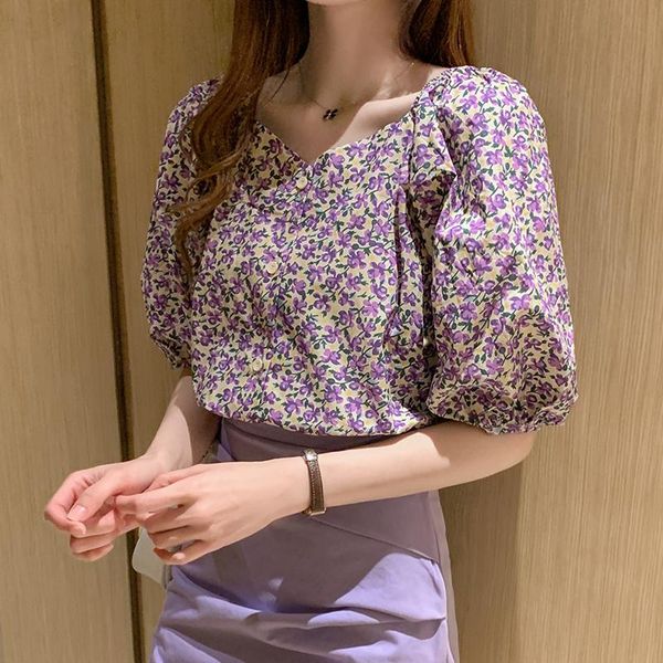 women's blouses & shirts 2021 summer korean all-match lantern sleeve print floral shirt short single-breasted blouse girly, White
women's blouses & shirts 2021 summer korean all-match lantern sleeve print floral shirt short single-breasted blouse girly, White