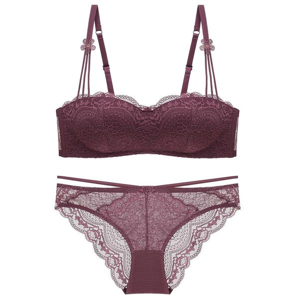 bra set rimless lace suit comfortable and fashionable one cup traceless underwear, Red;black
bra set rimless lace suit comfortable and fashionable one cup traceless underwear, Red;black