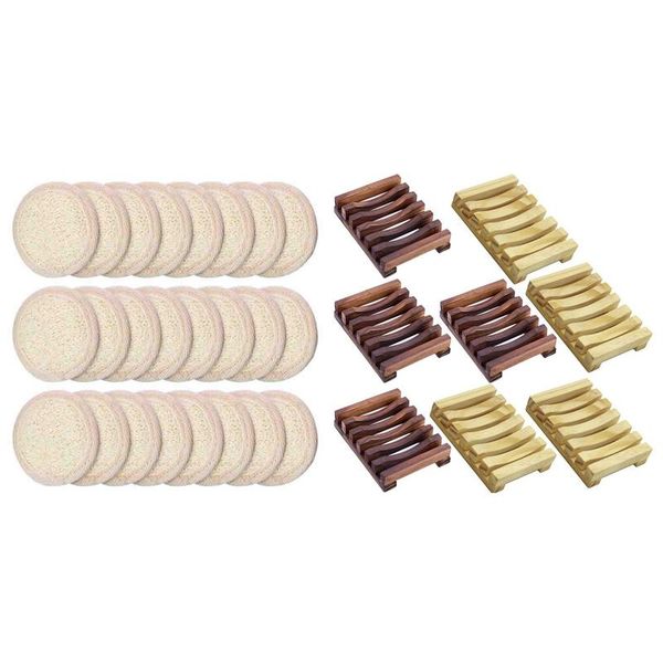soap dishes 8 pack wooden case holder natural & 24 pieces exfoliating loofah pad facial body scrubber
soap dishes 8 pack wooden case holder natural & 24 pieces exfoliating loofah pad facial body scrubber