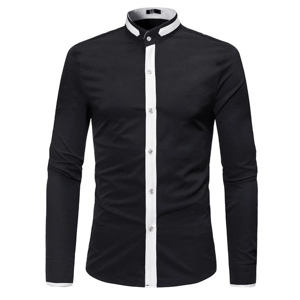 men's casual shirts mens white mandarin collar dress chemise homme 2021 brand slim fit long sleeve shirt men business social xl, White;black
men's casual shirts mens white mandarin collar dress chemise homme 2021 brand slim fit long sleeve shirt men business social xl, White;black