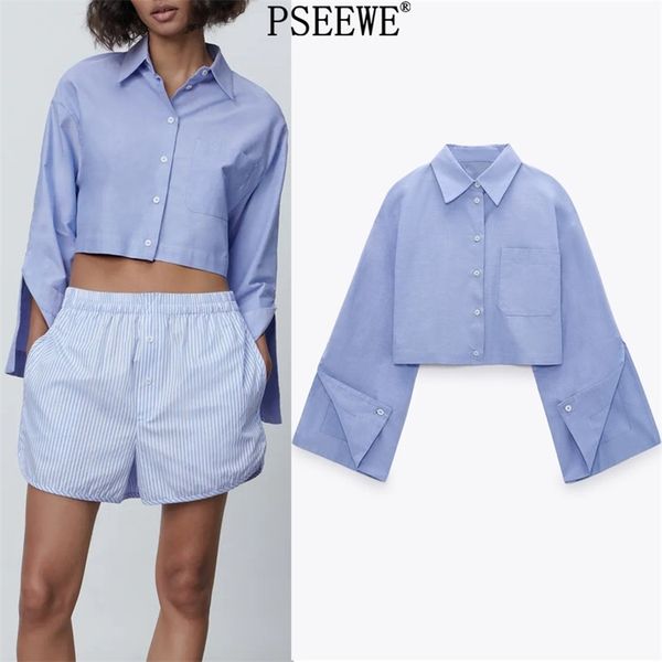 women shirt blue split sleeve chic woman blouse spring fashion pocket long crop female button up 210519, White
women shirt blue split sleeve chic woman blouse spring fashion pocket long crop female button up 210519, White