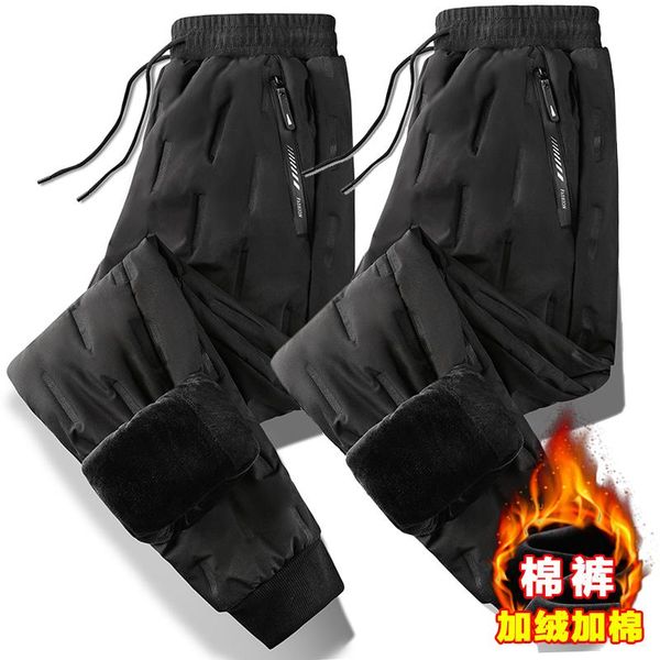 men's pants autumn winter men fleece lined thicken warm sweatpant down casual outdoor windproof sports trousers, Black
men's pants autumn winter men fleece lined thicken warm sweatpant down casual outdoor windproof sports trousers, Black