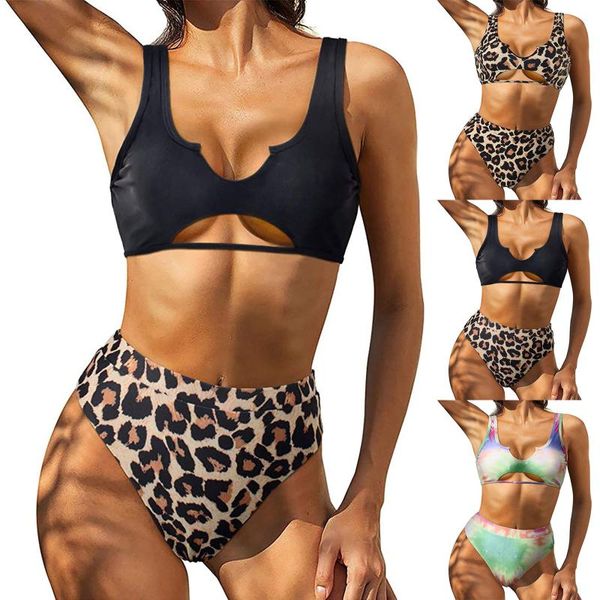 women's swimwear 2021 patchwork leopard polka dot bikinis hollow out string bikini set high cut women bathing suit printed biquini, White;black
women's swimwear 2021 patchwork leopard polka dot bikinis hollow out string bikini set high cut women bathing suit printed biquini, White;black