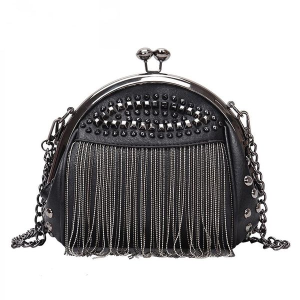 evening bags annmouler design women shoulder bag chain pendant crossbody punk style black handbag purse small tote with tassel
evening bags annmouler design women shoulder bag chain pendant crossbody punk style black handbag purse small tote with tassel