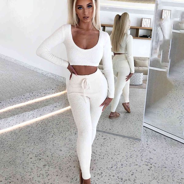 newasia winter sweater two piece set women knit fuzzy pants set long sleeve crop 2 piece outfits trousers knitted suit 210413, White
newasia winter sweater two piece set women knit fuzzy pants set long sleeve crop 2 piece outfits trousers knitted suit 210413, White
