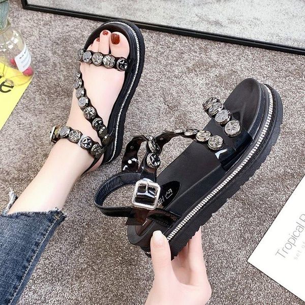summer style women sandals female flat bottom with diamond five star metal decoration lady elegant reflective shoes, Black
summer style women sandals female flat bottom with diamond five star metal decoration lady elegant reflective shoes, Black