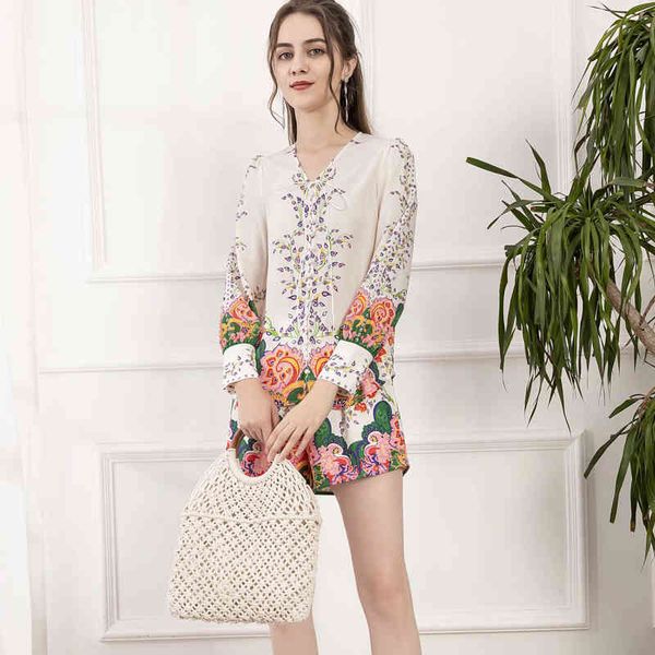 pants spring boho retro-impression style neckline sleeve shirt thin temperament shorts of women quality, White
pants spring boho retro-impression style neckline sleeve shirt thin temperament shorts of women quality, White
