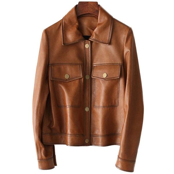 women's leather & faux real sheepskin suede coat spring autumn women outerwear moto suit garment lf2070, Black
women's leather & faux real sheepskin suede coat spring autumn women outerwear moto suit garment lf2070, Black