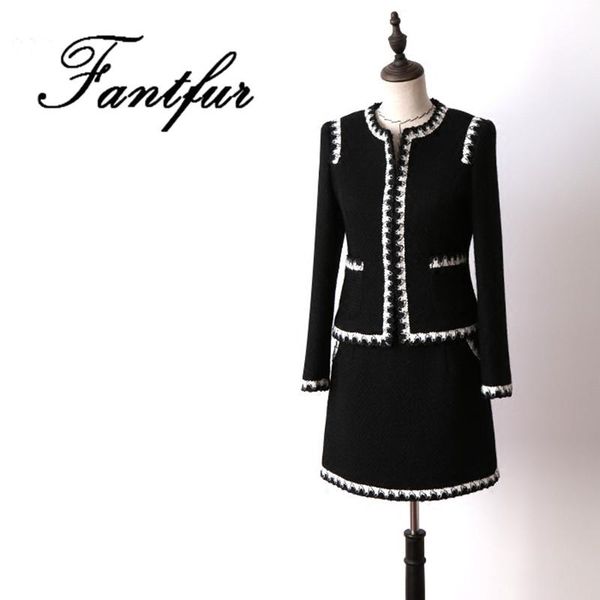 women's suits & blazers handmade haute couture 2021 runway designer luxury blazer o neck tweed wool short coat and skirt set 30%, White;black
women's suits & blazers handmade haute couture 2021 runway designer luxury blazer o neck tweed wool short coat and skirt set 30%, White;black