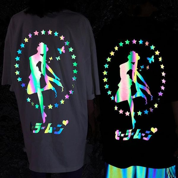 reflective anime sailor moon womens print harajuku polyester street fashion oversized short sleeves luminous casual tee top, White
reflective anime sailor moon womens print harajuku polyester street fashion oversized short sleeves luminous casual tee top, White