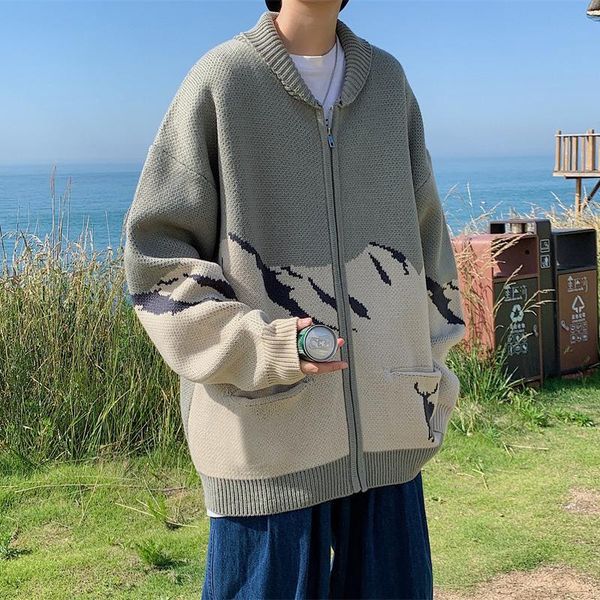 men's sweaters young men students christmas knitted zipper sweater cardigan handsome japan preppy style loose casual sweatercoat, White;black
men's sweaters young men students christmas knitted zipper sweater cardigan handsome japan preppy style loose casual sweatercoat, White;black