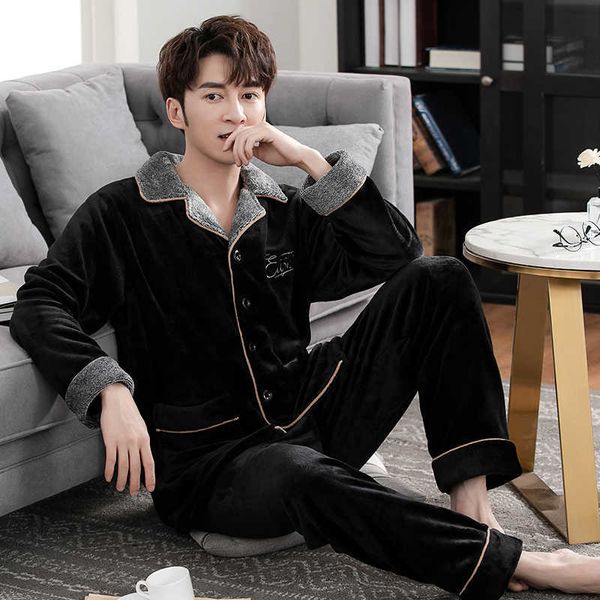 men cardigan pajamas set warm flannel male long-sleeved autumn winter pyjama loose l-4xl men home set coral fleece sleepwear 210928, Black;brown
men cardigan pajamas set warm flannel male long-sleeved autumn winter pyjama loose l-4xl men home set coral fleece sleepwear 210928, Black;brown