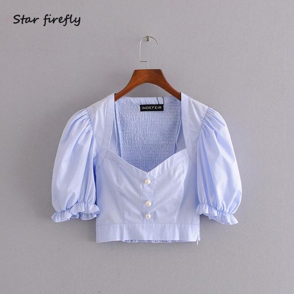 women's blouses & shirts star firefly fashion shirt female 2021 summer casual slim v-neck puffy sleeve faux pearl button short women, White
women's blouses & shirts star firefly fashion shirt female 2021 summer casual slim v-neck puffy sleeve faux pearl button short women, White