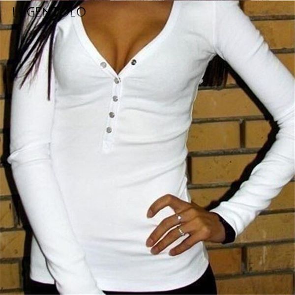 women's t-shirt lugentolo slim women long sleeve solid v-neck button tshirt female casual bottoming short t-shirts, White
women's t-shirt lugentolo slim women long sleeve solid v-neck button tshirt female casual bottoming short t-shirts, White