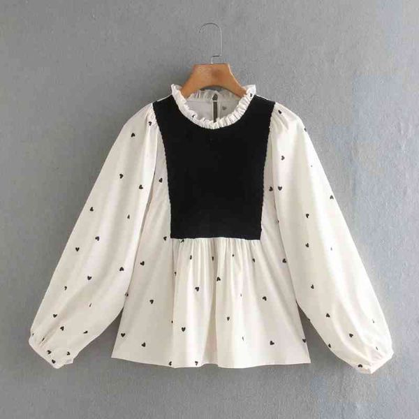 spring women velvet splicing printed blouse female lantern sleeve shirt casual lady loose blusas s8363 210430, White 
spring women velvet splicing printed blouse female lantern sleeve shirt casual lady loose blusas s8363 210430, White
