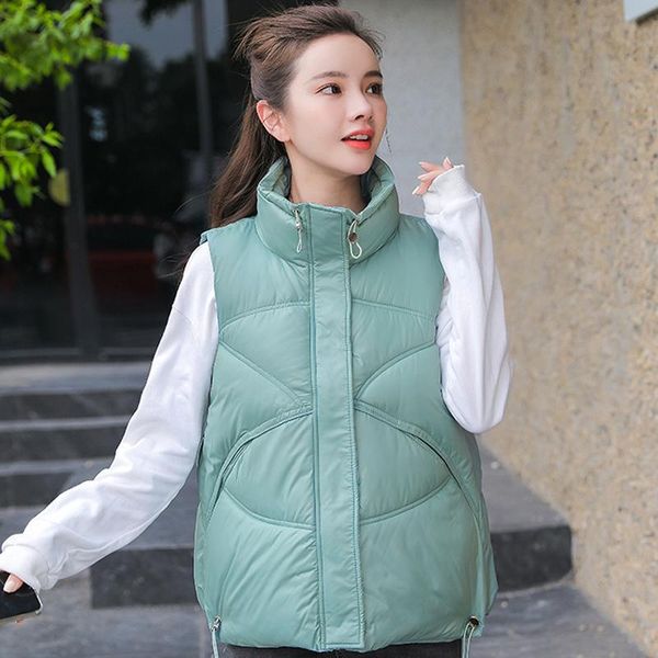 women's vests autumn winter sleeveless jacket solid stand collar ladies casual puffer vest pockets korean fashion female waistcoat, Black;white
women's vests autumn winter sleeveless jacket solid stand collar ladies casual puffer vest pockets korean fashion female waistcoat, Black;white