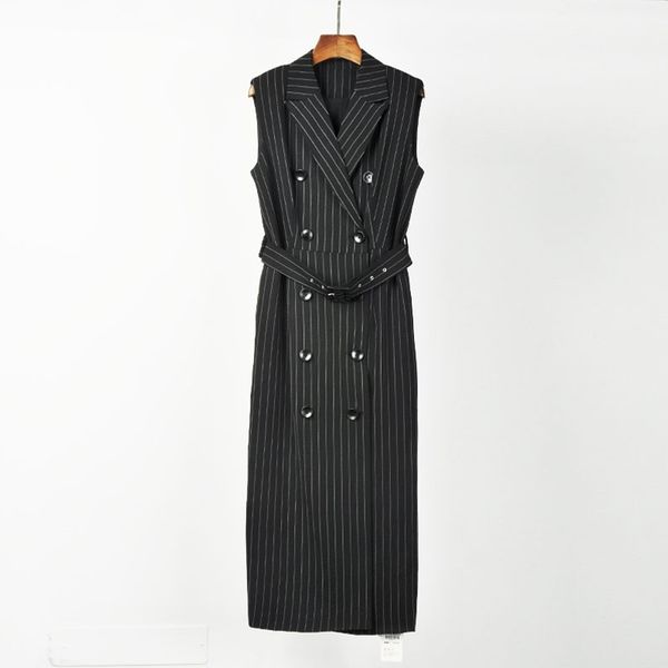 white black striped button turn down collar sleeveless sarafan pocket midi dress d0726 210514, Black;gray
white black striped button turn down collar sleeveless sarafan pocket midi dress d0726 210514, Black;gray