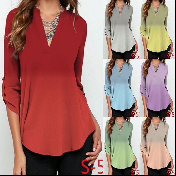 autumn chiffon 3 4 sleeve women blouses v neck casual gradient print feminina camisas blusas plus size, White
autumn chiffon 3 4 sleeve women blouses v neck casual gradient print feminina camisas blusas plus size, White