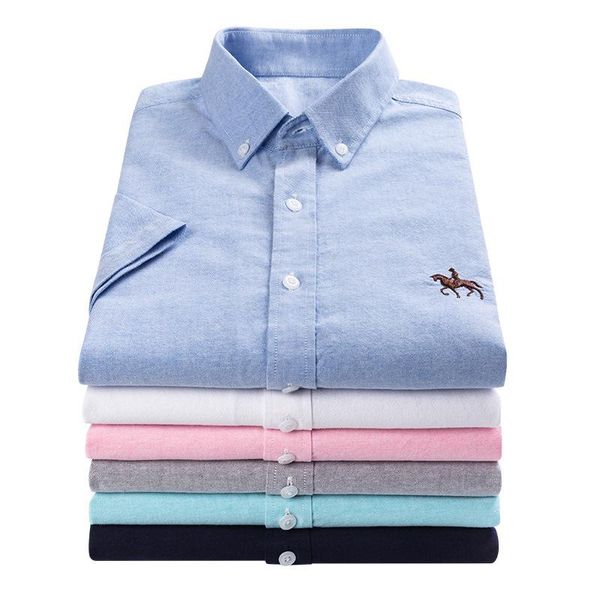 men's casual shirts quality summer 100% cotton oxford shirt short sleeve embroidered horse solid dress men plus size 5xl 6xl, White;black
men's casual shirts quality summer 100% cotton oxford shirt short sleeve embroidered horse solid dress men plus size 5xl 6xl, White;black