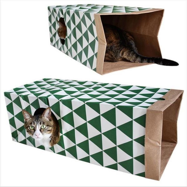 cat toys 1 pcs paper bag tunnel creative interactive kraft house pet toy supplies