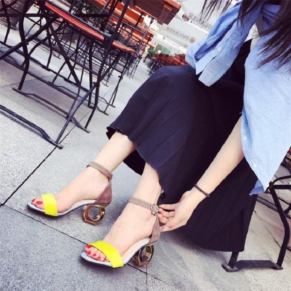one word buckle sandals summer fashion korean style high heels open toe temperament mid-heel women's shoes, Black
one word buckle sandals summer fashion korean style high heels open toe temperament mid-heel women's shoes, Black
