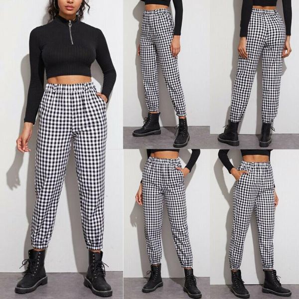 women's pants & capris fashion women gingham plaid elastic waist joggers sport trousers casual /by, Black;white
women's pants & capris fashion women gingham plaid elastic waist joggers sport trousers casual /by, Black;white