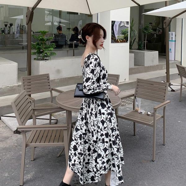 casual dresses black floral printed long dress sleeved korean style square collar high waist slim for spring and autumn prt3, Black;gray
casual dresses black floral printed long dress sleeved korean style square collar high waist slim for spring and autumn prt3, Black;gray