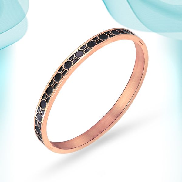 shining satinless steel bangle epoxy glossy stone pattern bangles making charms for jewelry personalized accessories with wholesale offers, Black