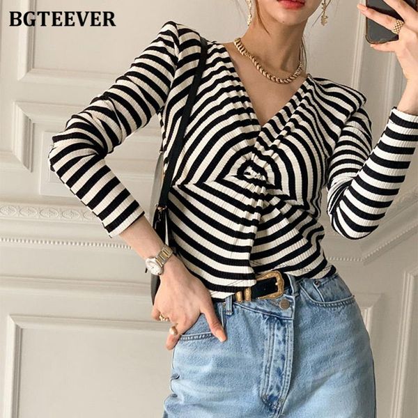 women's t-shirt bgteever fashion spring striped women t-shirts v-neck long sleeve slim female tees pullovers casual chic ladies, White
women's t-shirt bgteever fashion spring striped women t-shirts v-neck long sleeve slim female tees pullovers casual chic ladies, White