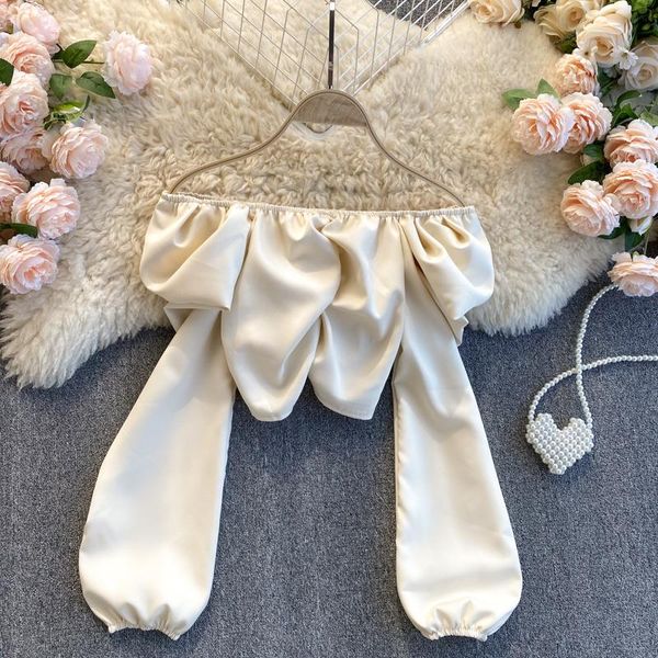women's blouses & shirts autumn solid women white sweet square neck long puff sleeve ruched crop spring woman pink party 2021
women's blouses & shirts autumn solid women white sweet square neck long puff sleeve ruched crop spring woman pink party 2021