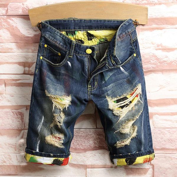 men's jeans denim straight slim fit pants good quality men ripped for vintage male clothing shorts, Blue
men's jeans denim straight slim fit pants good quality men ripped for vintage male clothing shorts, Blue