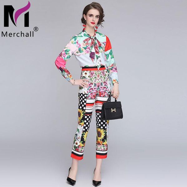 women's two piece pants merchall 2021 bohemian female summer floral print suits long sleeve bow neck shirts and pieces set m56627, White
women's two piece pants merchall 2021 bohemian female summer floral print suits long sleeve bow neck shirts and pieces set m56627, White
