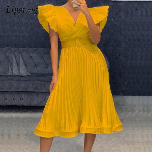 party dresses party dresses casual flying sleeves a-line dress lady v neck office belted long women elegant solid ruffle pleated, White;black
party dresses party dresses casual flying sleeves a-line dress lady v neck office belted long women elegant solid ruffle pleated, White;black
