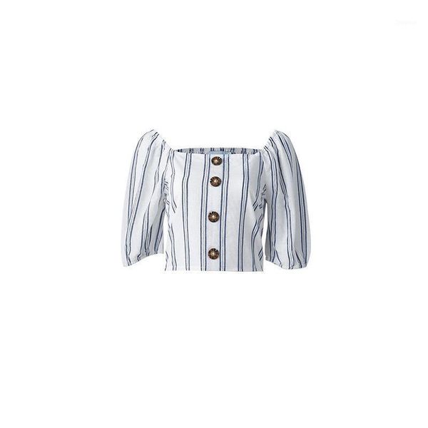 women's t-shirt 2021 puff sleeve one-shoulder blue slim-fit hedging street trendy striped wide collar button short women, White
women's t-shirt 2021 puff sleeve one-shoulder blue slim-fit hedging street trendy striped wide collar button short women, White