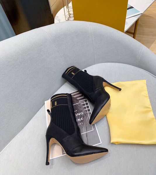 designer leisure ankle boots women's high heels pointed toe knit stitching temperament highs-heelss high-party wedding dress shoes 10cm, Black
designer leisure ankle boots women's high heels pointed toe knit stitching temperament highs-heelss high-party wedding dress shoes 10cm, Black