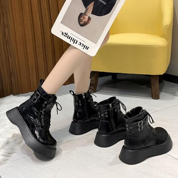 boots lace up shoes boots-women flat heel round toe luxury designer 2021 rock autumn med ladies rubber ankle lolita fashion soli, Black
boots lace up shoes boots-women flat heel round toe luxury designer 2021 rock autumn med ladies rubber ankle lolita fashion soli, Black