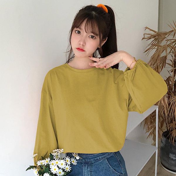 women's t-shirt spring autumn shirt korean style the solid color lantern long-sleeved loose and thin pullover gx710, White
women's t-shirt spring autumn shirt korean style the solid color lantern long-sleeved loose and thin pullover gx710, White