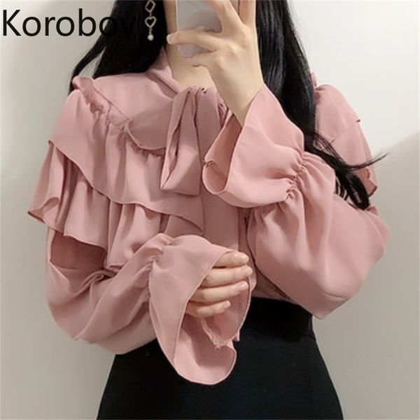 korobov vintage o neck lacing bow puff sleeve shirts korean chic ruffles solid elegant blusas mujer office lady chiffon blouses 210430, White
korobov vintage o neck lacing bow puff sleeve shirts korean chic ruffles solid elegant blusas mujer office lady chiffon blouses 210430, White