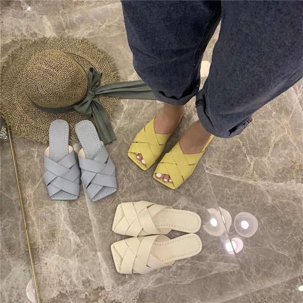 slippers 2021 summer fashion square toe woven leather flat beach loafers wear, Black
slippers 2021 summer fashion square toe woven leather flat beach loafers wear, Black