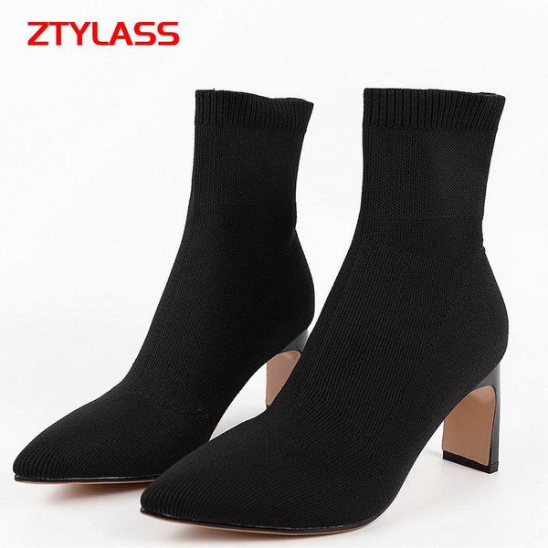 boots 2021 sock women stretch knitting square high heel ankle fashion black pointed toe autumn spring ladies shoes
boots 2021 sock women stretch knitting square high heel ankle fashion black pointed toe autumn spring ladies shoes