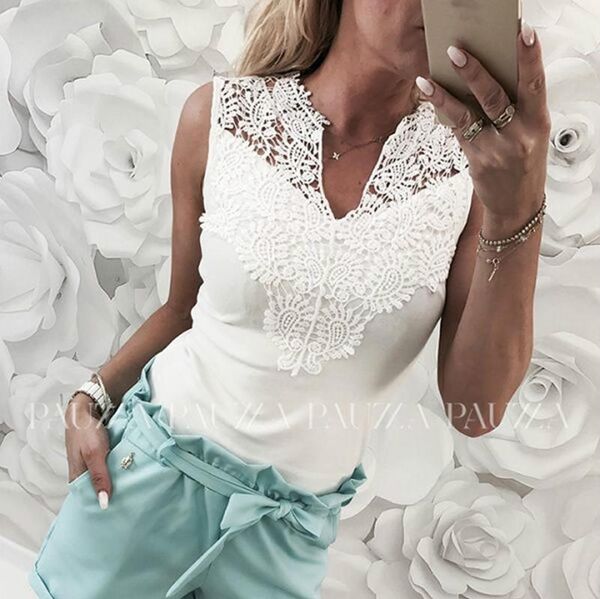 summer lace sleeveless blouse shirts women slim casual vest v neck shirt white female et chemisier femme women's blouses &
summer lace sleeveless blouse shirts women slim casual vest v neck shirt white female et chemisier femme women's blouses &