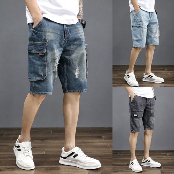 denim jeans shorts men's summer large size youth japanese loose casual five-point middle pants tide brand hole thin section, Blue
denim jeans shorts men's summer large size youth japanese loose casual five-point middle pants tide brand hole thin section, Blue