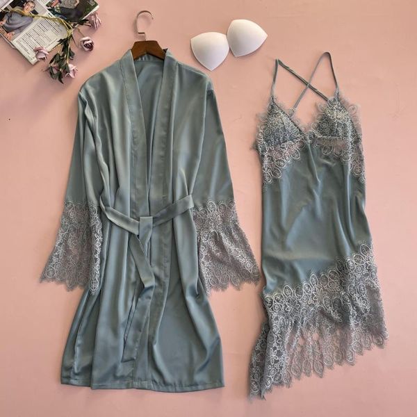 women's sleepwear female kimono bath gown satin bridal bathrobe&nightgown lace 2pcs wedding robe set hollow out loose intimate lingerie, Black;red
women's sleepwear female kimono bath gown satin bridal bathrobe&nightgown lace 2pcs wedding robe set hollow out loose intimate lingerie, Black;red