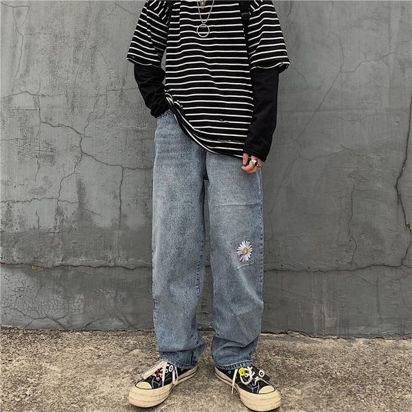 women's jeans 2021 autumn women harajuku flower embroidered loose high waist trousers vintage straight wide leg female, Blue
women's jeans 2021 autumn women harajuku flower embroidered loose high waist trousers vintage straight wide leg female, Blue