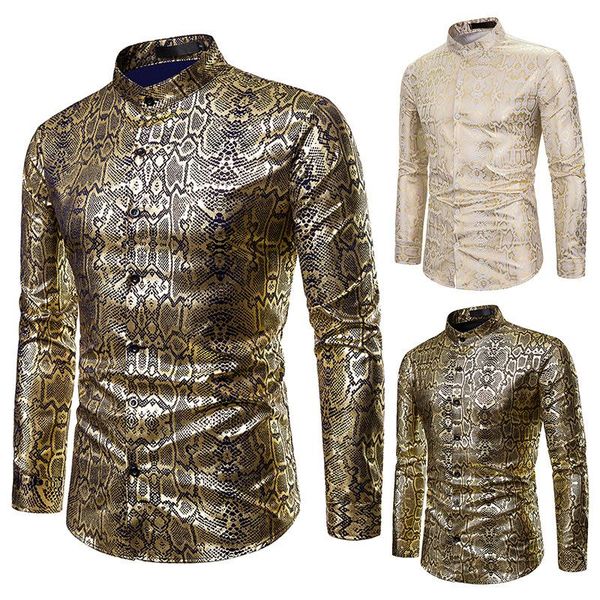serpentine print long sleeve shirts for men luxurious bronzing slim fit camisas homme 2021 social nightclub casual men's, White;black
serpentine print long sleeve shirts for men luxurious bronzing slim fit camisas homme 2021 social nightclub casual men's, White;black
