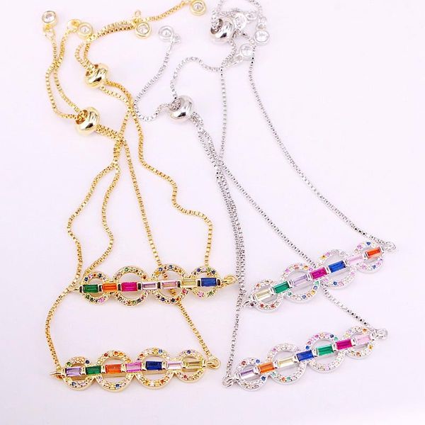 link, chain 6pcs, rainbow crystal cz micro pave colorful zirconia round circle bar connector slide bracelets, Black
link, chain 6pcs, rainbow crystal cz micro pave colorful zirconia round circle bar connector slide bracelets, Black