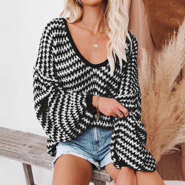 women's sweaters striped sweater for women fashion long sleeve loose v-neck batwing ladies knitted plus size, White;black
women's sweaters striped sweater for women fashion long sleeve loose v-neck batwing ladies knitted plus size, White;black