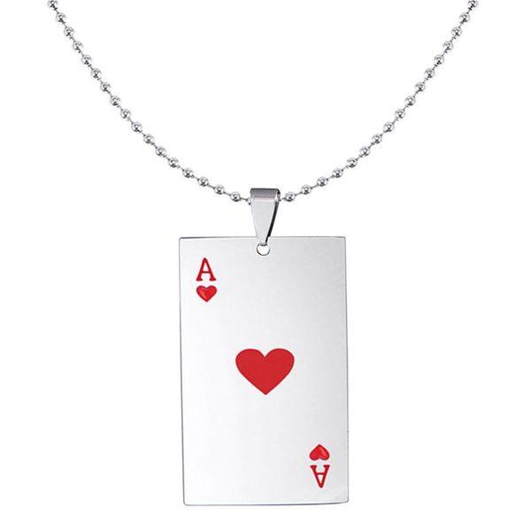 pendant necklaces lucky ace of spades heart a mens stainless steel necklace poker for male casino fortune playing cards drop, Silver
pendant necklaces lucky ace of spades heart a mens stainless steel necklace poker for male casino fortune playing cards drop, Silver