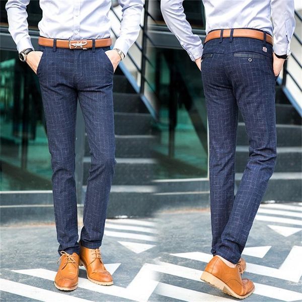 men's spring and autumn small straight casual pants business youth plaid feet trousers, Black
men's spring and autumn small straight casual pants business youth plaid feet trousers, Black